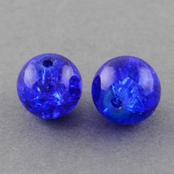 10 stk Crackle Glasperlen, Blau, 8 mm;..