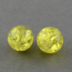 10 stk Crackle Glasperlen Gelb, 8 mm; ..