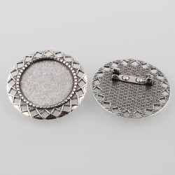 Cabochon-Brosche, Antiksilber, flache ..