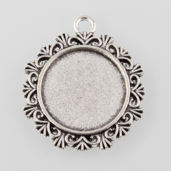 Cabochon Anhängerfassungen, Antiksilbe..