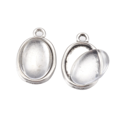Cabochon Fassungen inkl Glasstein, Ova..