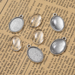 Cabochon Fassung inkl Glasstein, Antik..
