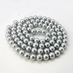 Strang Glas-Perlen, Silberfarbig, 10 m..