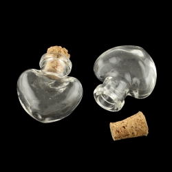 Herz Glasflasche mit Korken, 25x22x11 mm, Bohrung: 6 mm