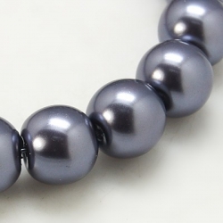 1 Strang Glas Perlen, dunkelgrau, 10 mm , Loch: 1 mm,
