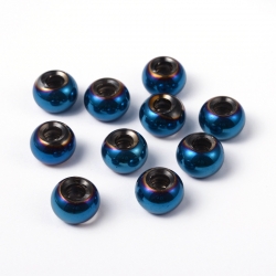 Glasperlen,deepsky-blau,15 mm x10 mm , Bohrung: 5 mm
