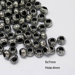 10 stk Acryl-Perlen, Antiksilbern, 7x5 mm, Bohrung: 4 mm, 