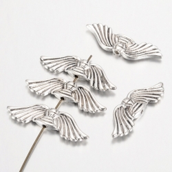 Flügel-Perle Tibetsilber, Antiksilbern, 31x10x3 mm, Bohrung: 1 mm
