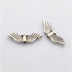 Flügel- Perlen, Antiksilbern, 21 mm x 6.5 mm x 2.5 mm Bohrung: 1.5 mm
