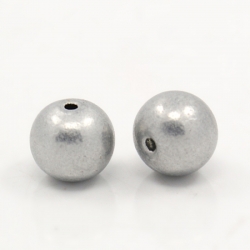 Aluminium-Perlen, Runde, Grau, 12 mm, Loch: 1.2 mm
