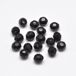 10 stk Facettierte Acryl-Perlen, Schwarz, 10 mm, Bohrung: 2 mm