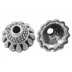 Perlenkappen, Antiksilberfarbe, ca. 10 mm x 5.5 mm  Bohrung: 1.5 mm