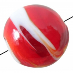 Murano Glas Perlen, Flachrund, rot, 16 mm in Durchmesser, Bohrung: 2 mm