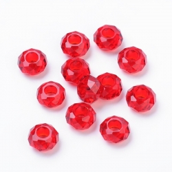 Glasperlen rot, ca. 14x8 mm  Bohrung: 5 mm