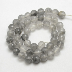 Natürliche Edelstein Rauch-Quarz Perlen, facettiert, 8 mm, Loch: 1 mm