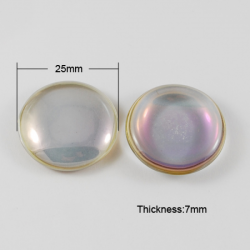 Glasstein Galvaniglas, Halbrund Dunkelorchidee, 25mm dm 7.4mm 