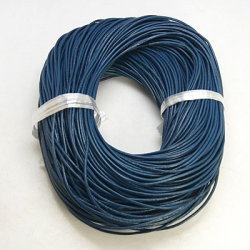 1m Rindslederband, rund, Marineblau, 2 mm