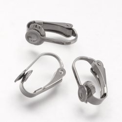 1 Paar Edelstahl-Clip-on Ohrring, Edelstahl Farbe, 16x10x7.5 mm