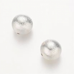 matte Perlen, Silberfarbig, 14 mm, Bohrung: 2 mm 