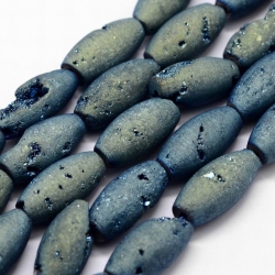 Galvani natürliche & gefärbt Achatperle, Reis, Seeblau, 17x8 mm, Bohrung: 1.5 mm