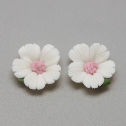 Porzellan Cabochons, Pfirsichblüte Blume, weiß, 19 ~ 20x19 ~ 20x6 ~ 7 mm
