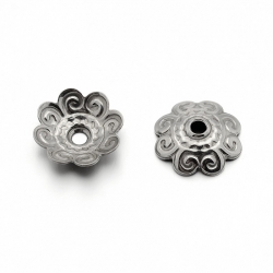 10 stk  Edelstahl Blume Perlenkappen, Edelstahl Farbe, 11x3mm, Bohrung: 1.5mm