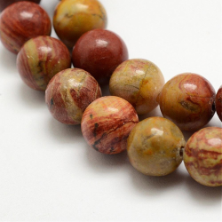 Natürliche rote Regenbogenjaspis-Perlen, 8 mm, Bohrung: 1 mm; Ca. 47 Stk. / Strang