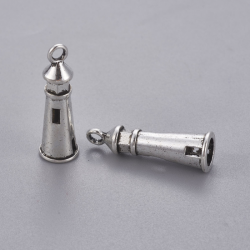 Leuchtturm Anhänger, Antiksilber Farbe, 25x8 mm, Bohrung: 2 mm, 