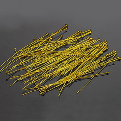 100 stk Headpins, Nietstift 50x0.5m,Kopf 1.5mm, goldfarben 