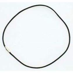 Lederband mit Messingverschluss, Platin Farbe, Schwarz, ca. 3 mm breit, 45.7cm lang