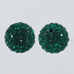 Polymer Ton Strass Perlen, Smaragd 12 mm, Bohrung: 2 mm