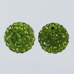 Polymer Ton Strass Perlen, Olive, 12 mm, Bohrung: 2 mm