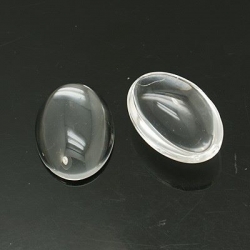 Transparent Glascabochons, oval, klar, 18x13 mm, 4.5 mm dick