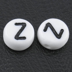 10 stk Acryl Buchstabenperle "Z" ca 7mm D Loch:ca 1mm