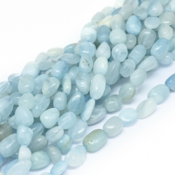 Strang Natürliche Aquamarin Perlen   7~14x7~8x3.5~7 mm, Bohrung: 0.7 mm, ca. 44 Stk
