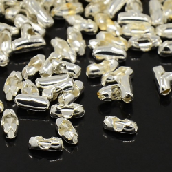 10 stk Messing-Kugelkette Verschlüsse, silberfarben plattiert, 5x2mm; Passend für 1.5mm Kugelkette