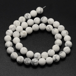 Strang Natürliche Howlith Perlen, matt, 6 mm, Bohrung: 0,8 mm; Ca. 60 Stk. / Strang
