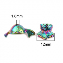 Perlkappenset Fisch Bunt, zinklegierung (für Perlengröße: 12mm D.) 22mm x 10mm 12mm x 10mm