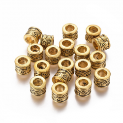 Grosslochperle, Antikgold, 8.5 mm in Durchmesser, 7 mm dick, Bohrung: 5 mm