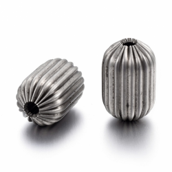 304 Edelstahl Perlen, Edelstahl Farbe, 9x5.5~6 mm, Bohrung: 1.5 mm