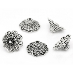 10 stk Perlenkappen Blumen Antik Silber für 24mm Perlen 18mm x 18mm
