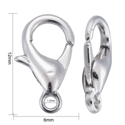 10 stk Karabiner platinfarben 12x6mm bohrung 1.5mm