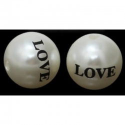 Acrylperlen 14mm, bohrung 2mm, mit Aufdruck LOVE