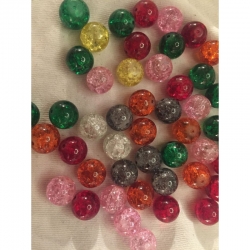 10 stk Crackle Glasperlen 12mm, Farben zufällig gemischt