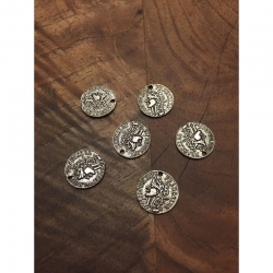 Münze antiksilber flachrund, 15x1mm, bohrung 1mm