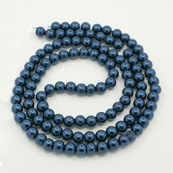 Glas Perlen  pearlized stahlblau 12 mm bohrung 1 mm, 
