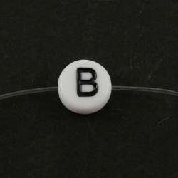 10 stk Acryl Buchstabenperle "B" ca 7mm D Loch:ca 1mm