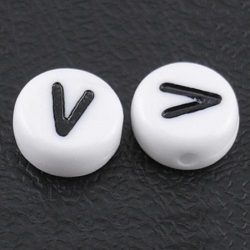 10 stk Acryl Buchstabenperle "V" ca 7mm D Loch:ca 1mm