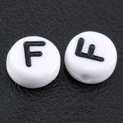 10 stk Acryl Buchstabenperle "F" ca 7mm D Loch:ca 1mm