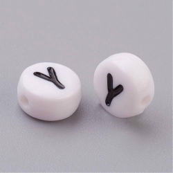 10 stk Acryl Buchstabenperle "Y" ca 7mm D Loch:ca 1mm